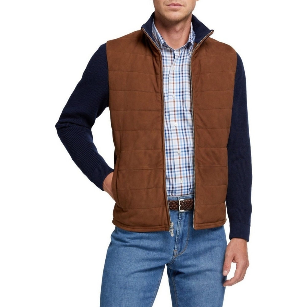 Peter Millar | Goat Suede Hybrid Wool Cardigan Zip Up Jacket Size XL